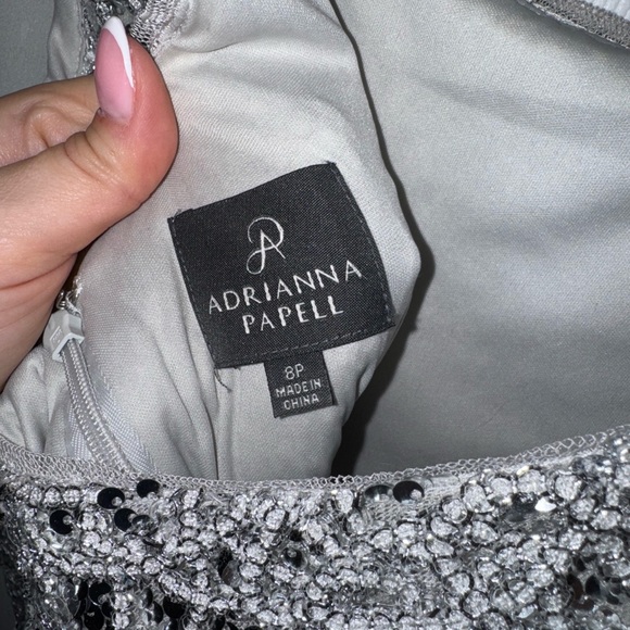 Adrianna Papell Silver Sequin Mini Dress - Picture 3 of 3
